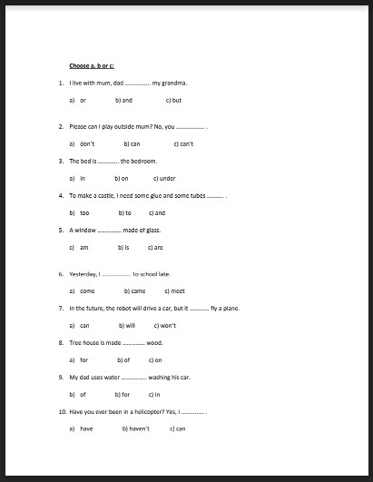 ورقة عمل (Revision reading) للصف الثالث مع الإجابات