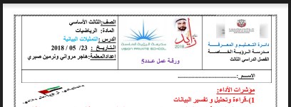 ورق عمل التمثيلات البيانية 3 رياضيات الصف الثالث
