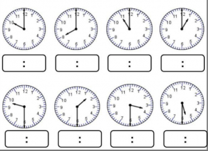 أوراق عمل الساعة رياضيات
