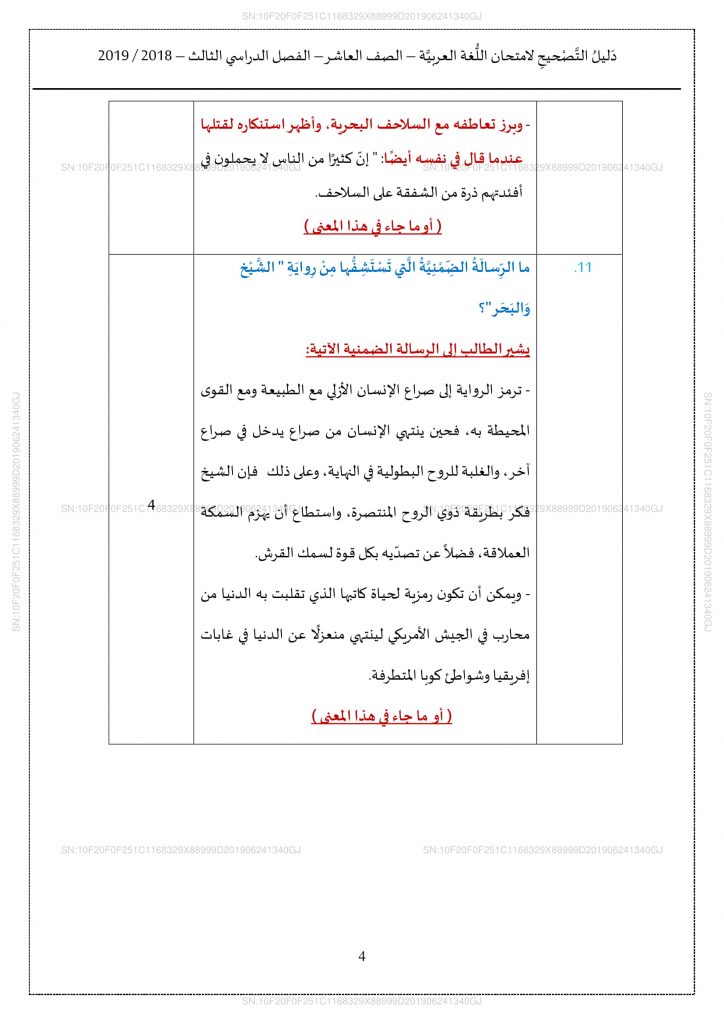 حلول امتحان لغة عربية 2019 الصف العاشر فصل ثالث مدرستي الامارتية