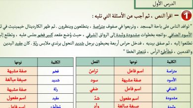 حل تدريبات متنوعة النحو لغة عربي حادي عشر