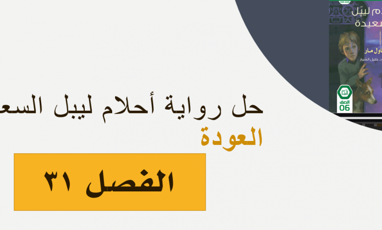 حل الفصل الحادي والثلاثون العودة احلام ليبل السعيدة