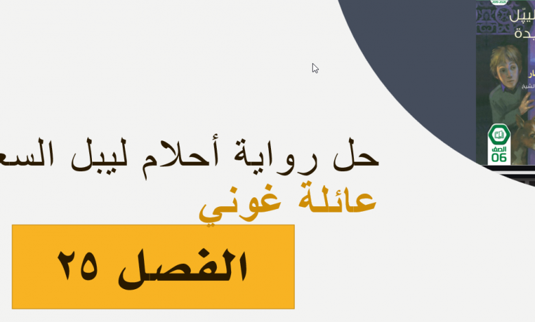 حل الفصل الخامس والعشرون عائلة غوني احلام ليبل السعيدة
